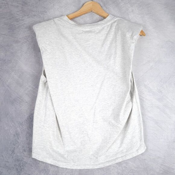 Aritzia Babaton Shoulder Pad Tank Top Womens Small Heathered Gray Sleeveless Tee - Picture 9 of 16